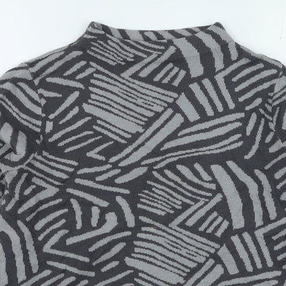 Preloved Intown Womens Grey High Neck Geometric Acrylic Pullover Jumper Size M - Detail
