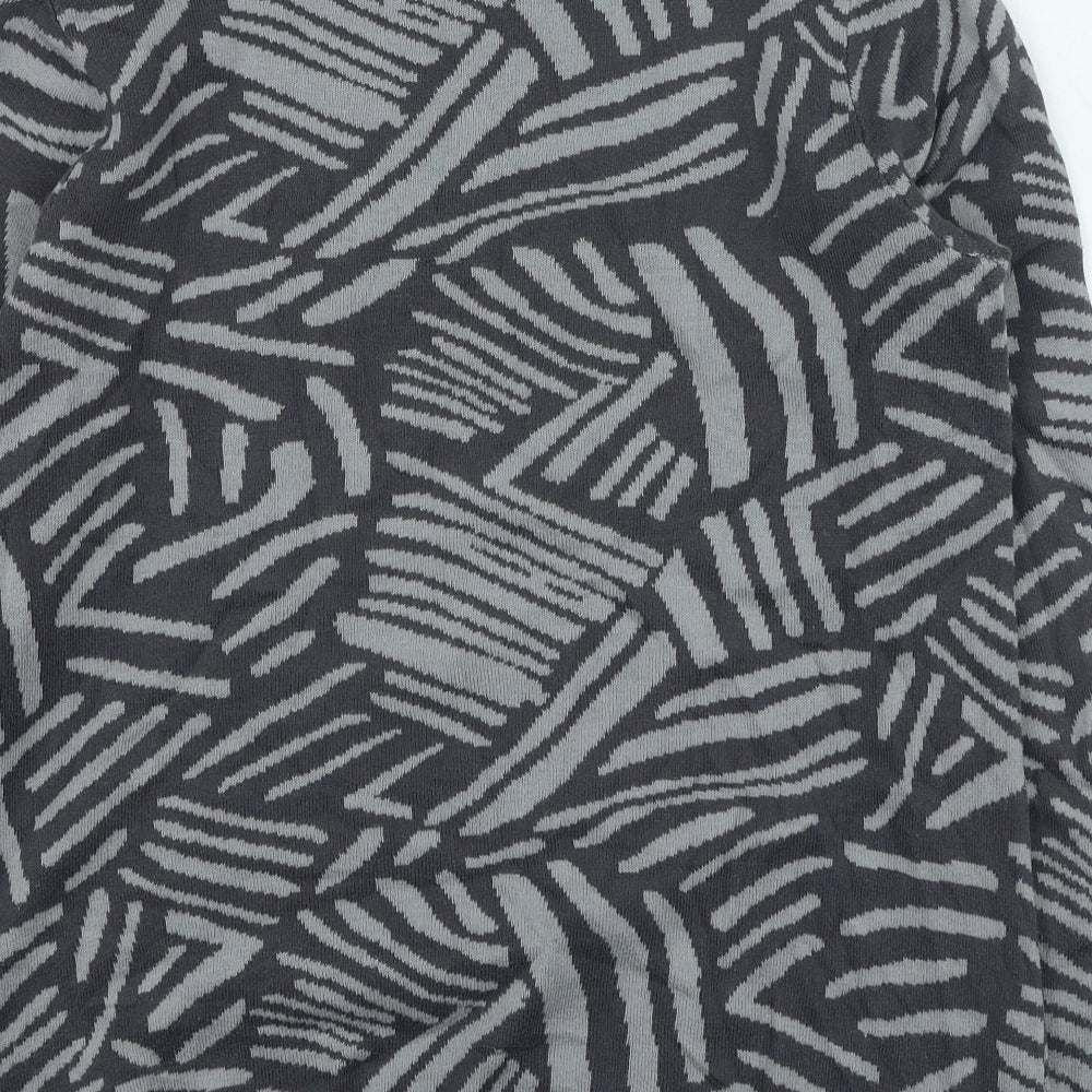 Intown Womens Grey High Neck Geometric Acrylic Pullover Jumper Size M