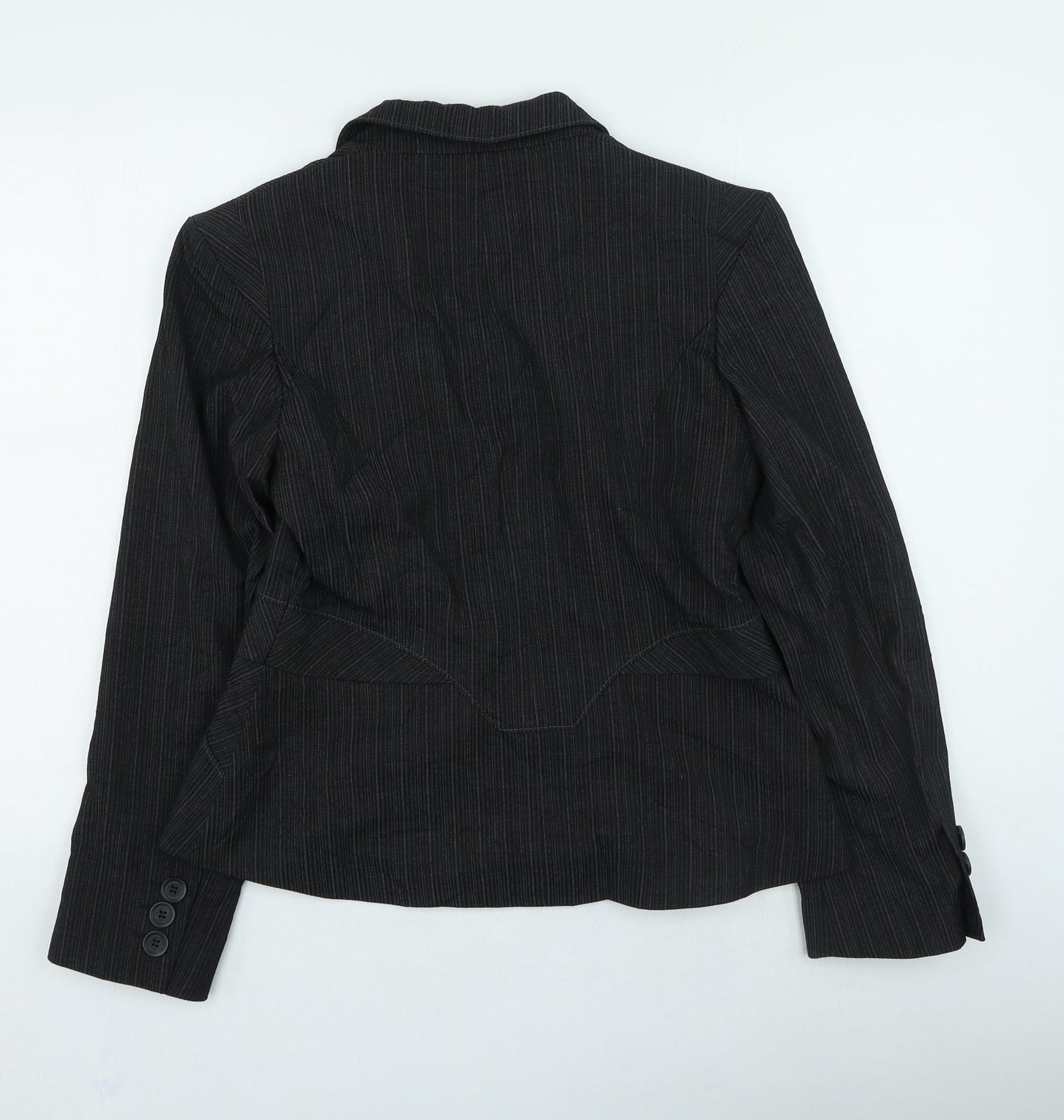 NEXT Womens Grey Striped Jacket Size 14 Button