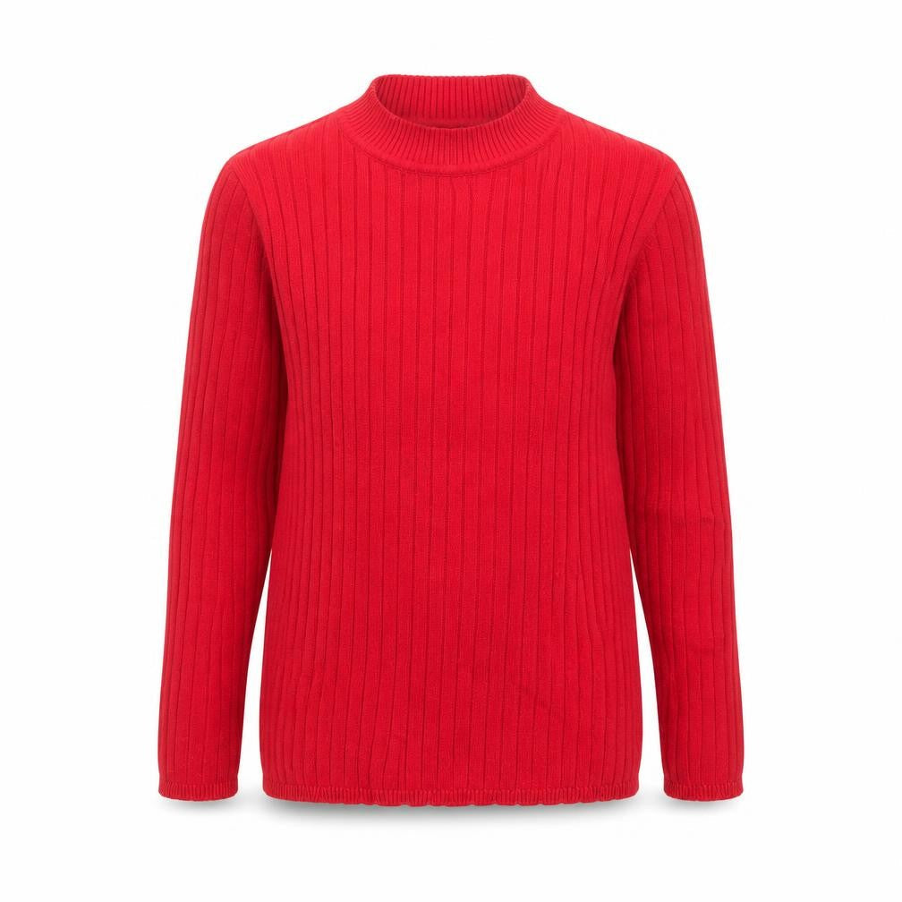 TU Girls Red Striped Cotton Basic Casual Size 5-6 Years High Neck Pullover