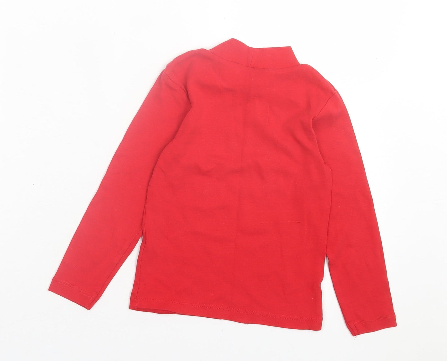 George Girls Red Cotton Basic Casual Size 4-5 Years High Neck Pullover