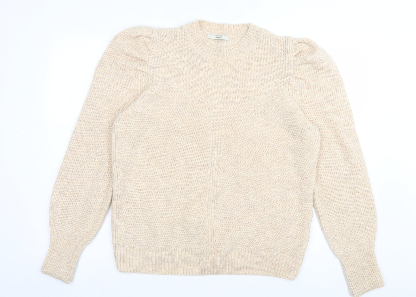 George Womens Beige High Neck Acrylic Pullover Jumper Size L