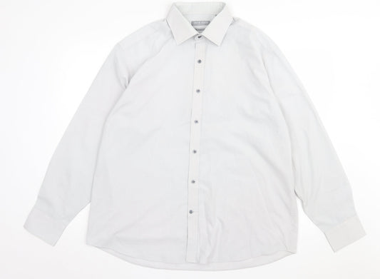 Jack Reid Mens Grey Polyester Button-Up Size 17 Collared Button