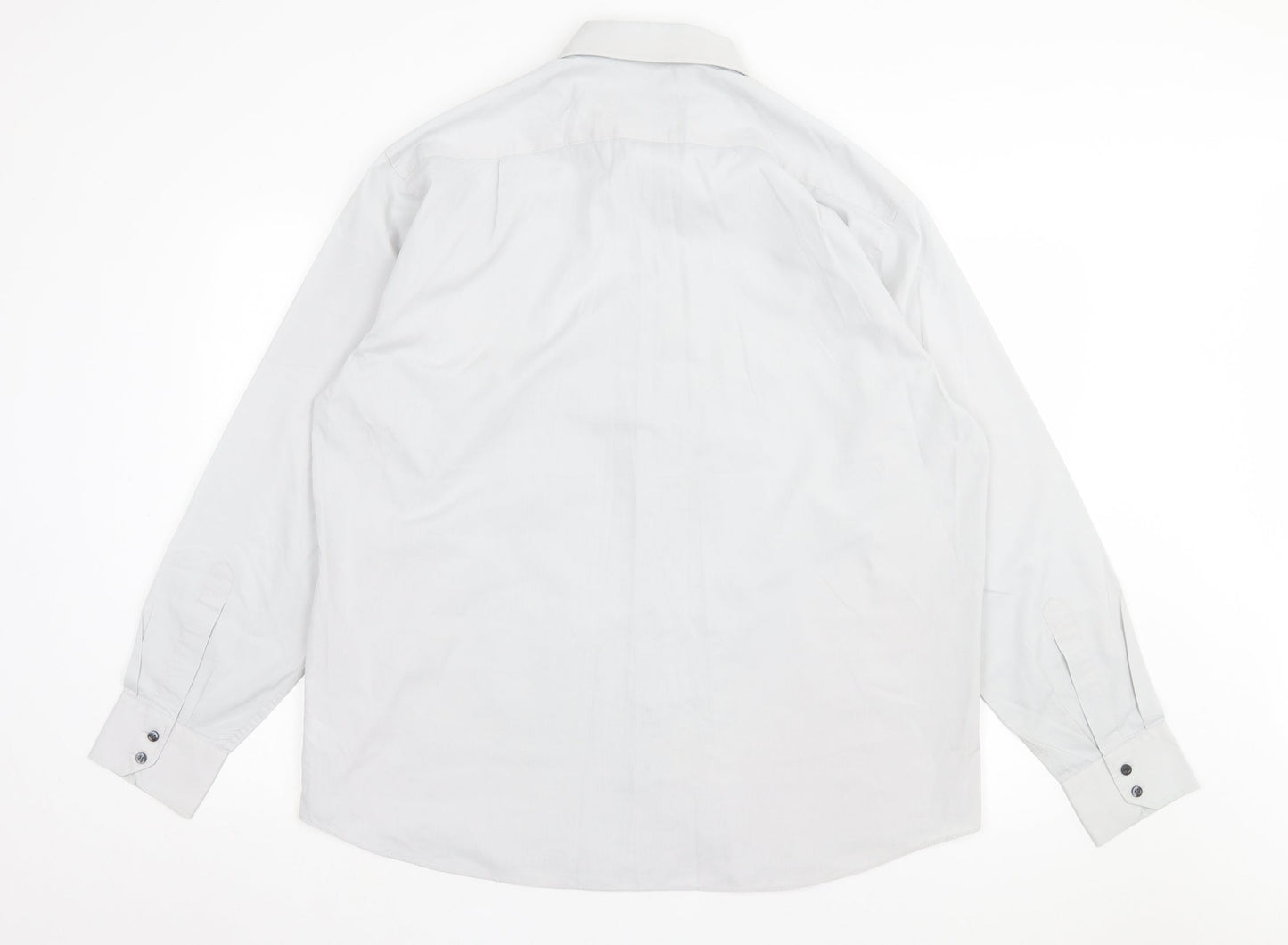 Jack Reid Mens Grey Polyester Button-Up Size 17 Collared Button