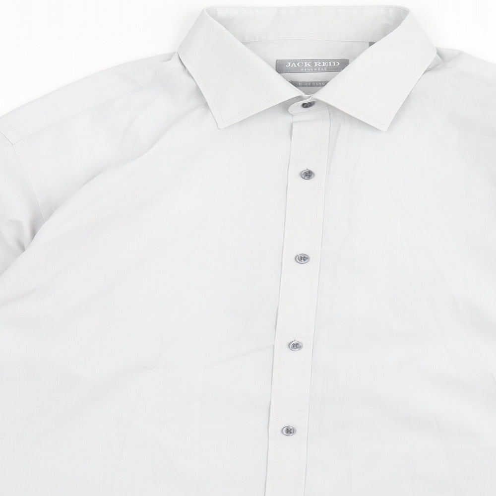 Jack Reid Mens Grey Polyester Button-Up Size 17 Collared Button