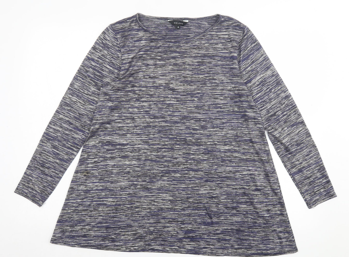 New Look Womens Blue Polyester Basic T-Shirt Size 10 Crew Neck