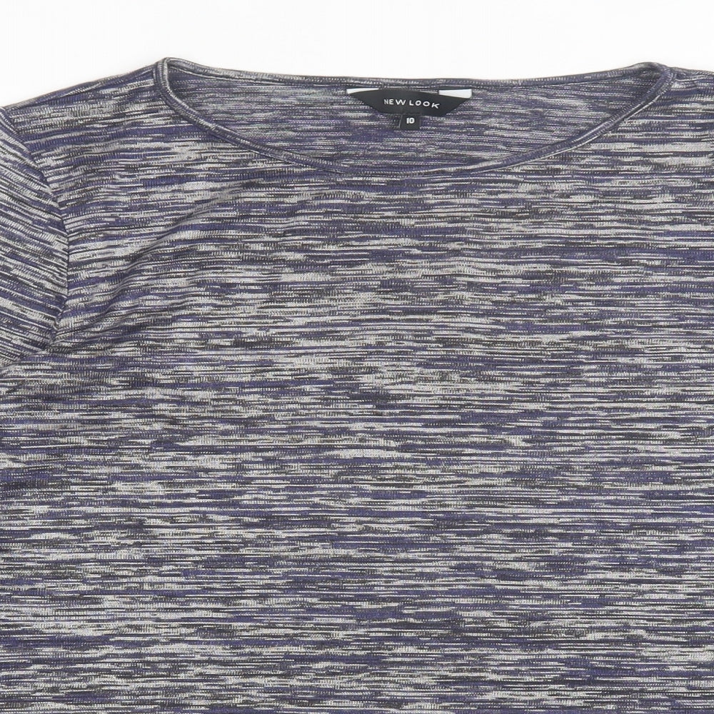 New Look Womens Blue Polyester Basic T-Shirt Size 10 Crew Neck