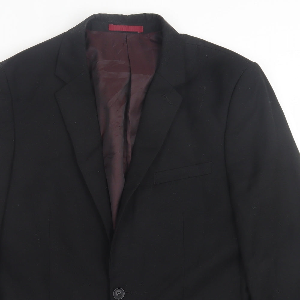 Topman Mens Black Polyester Jacket Suit Jacket Size 40