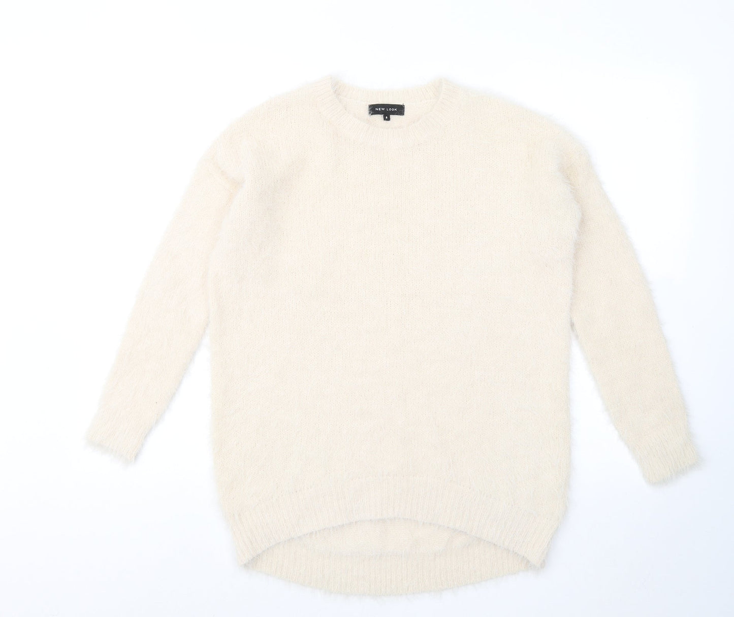 New Look Womens Beige Round Neck Nylon Pullover Jumper Size 8