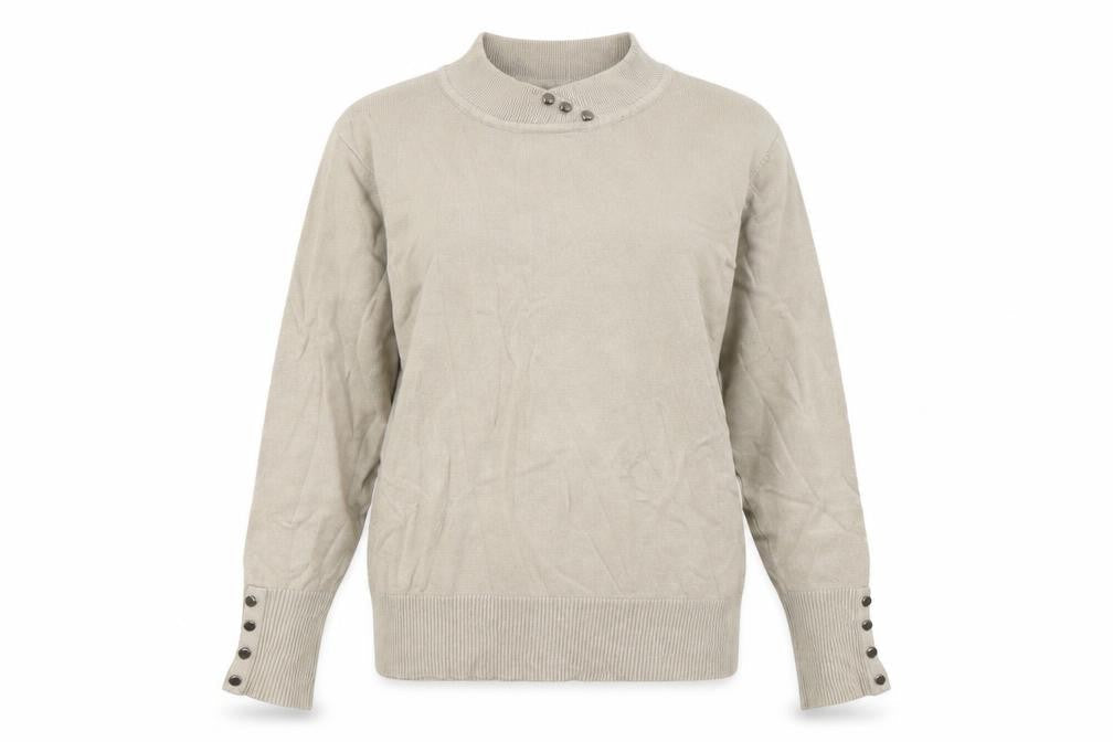 Preworn Womens Beige Mock Neck Viscose Pullover Jumper Size L