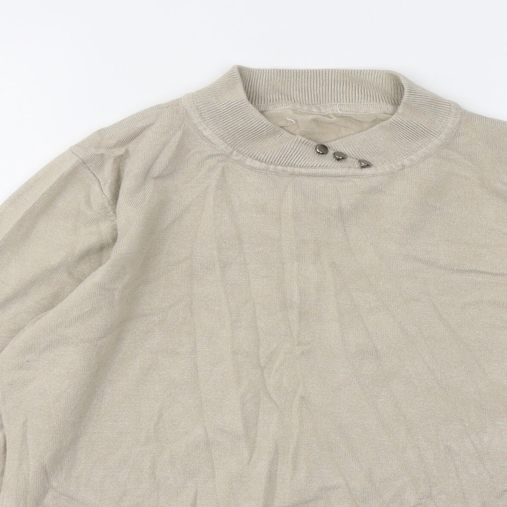 Preworn Womens Beige Mock Neck Viscose Pullover Jumper Size L