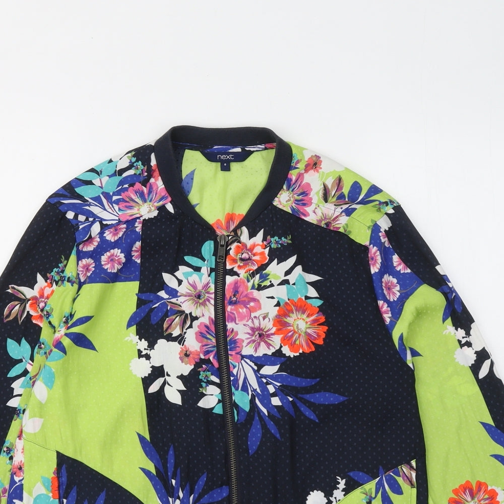 NEXT Womens Multicoloured Floral Cotton Full Zip Hoodie Size 8 Zip