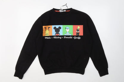Preloved Primark Womens Black Cotton Pullover Sweatshirt Size 4 - Mickey and Friends - Front