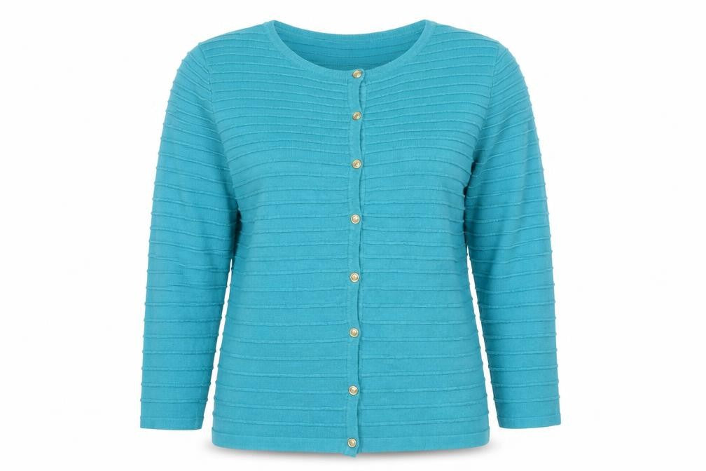 Bonmarché Womens Blue Round Neck Striped Viscose Pullover Jumper Size 12