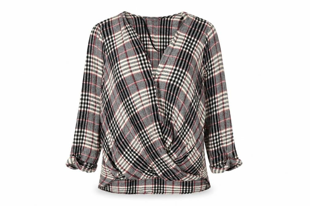 Primark Womens Multicoloured V-Neck Plaid Viscose Pullover Jumper Size 8
