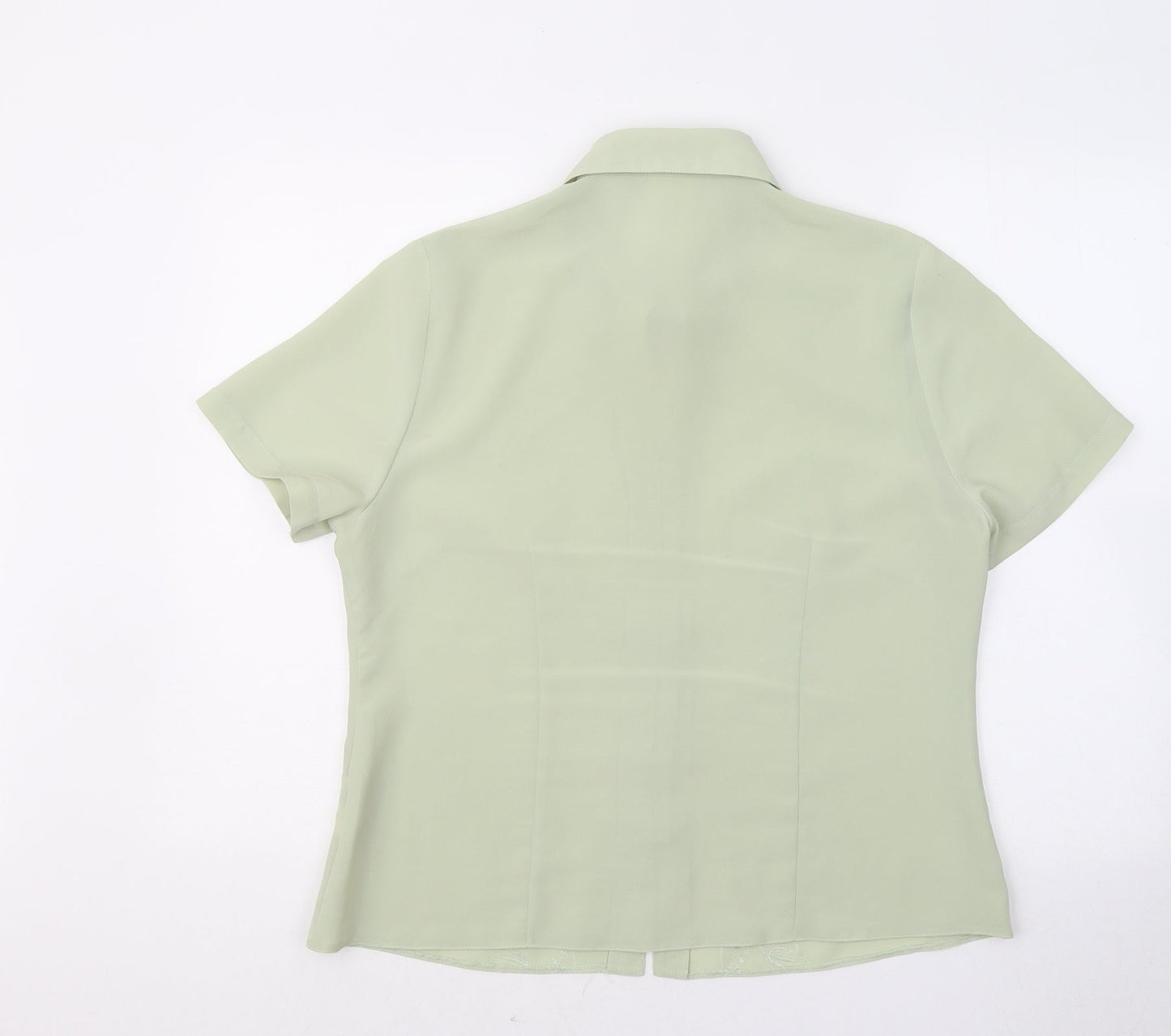 Fosby Womens Green Floral Polyester Basic Button-Up Size 16 Collared