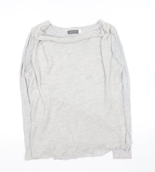 Mini velvet Womens Grey Crew Neck Acrylic Pullover Jumper Size 12