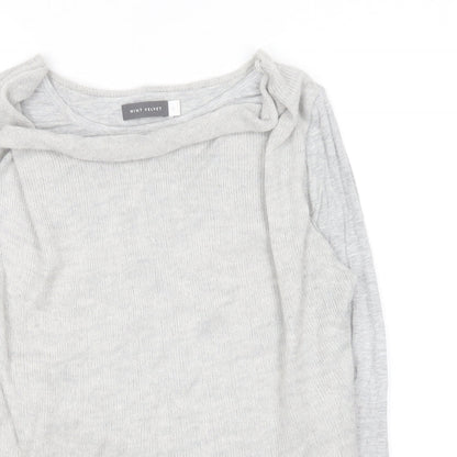 Mini velvet Womens Grey Crew Neck Acrylic Pullover Jumper Size 12