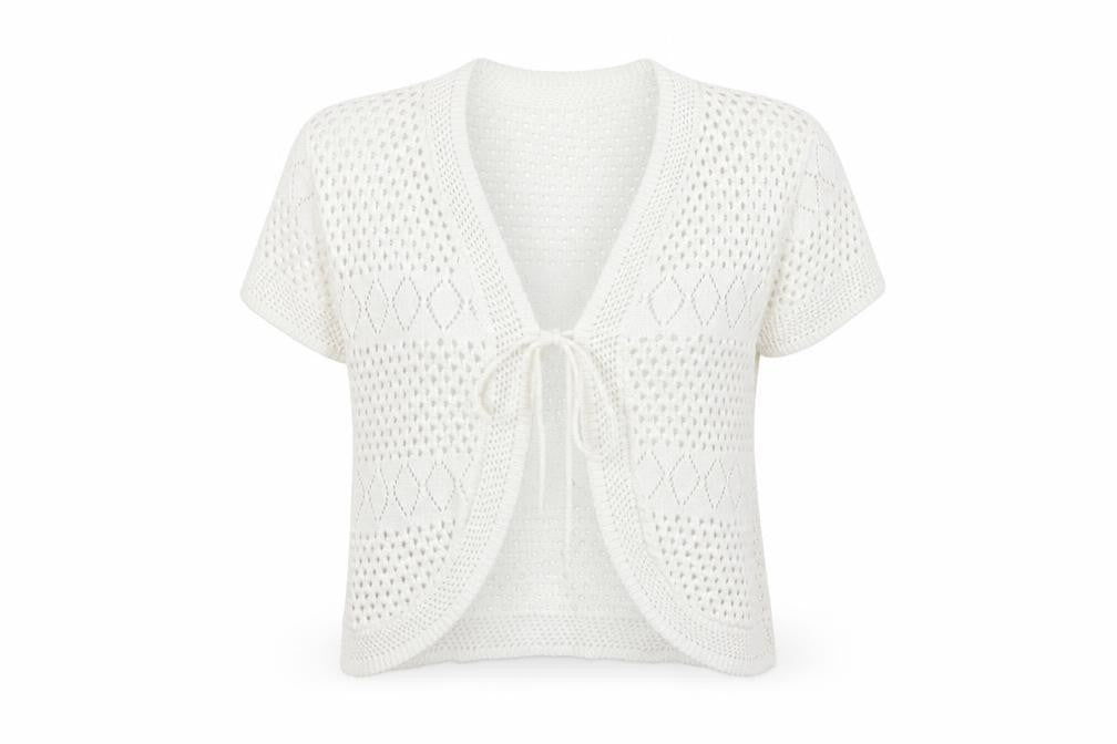 Chic London Womens White V-Neck Cotton Cardigan Jumper Size M