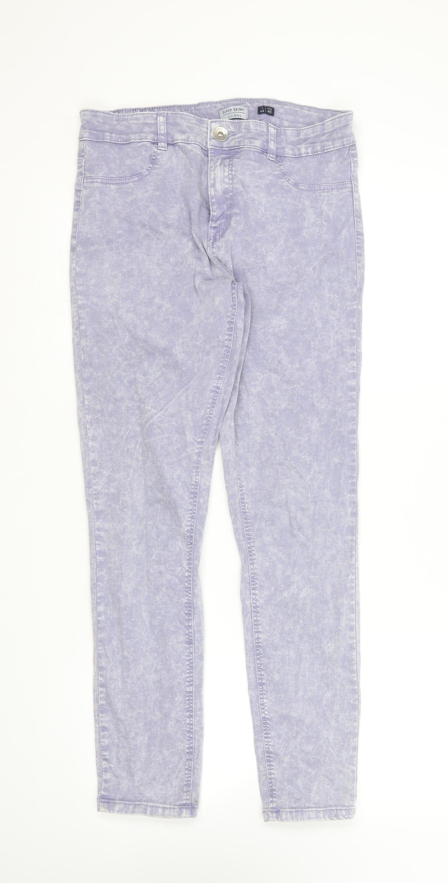 Preworn Womens Purple Cotton Skinny Jeans Size 12 L26 in Regular Zip