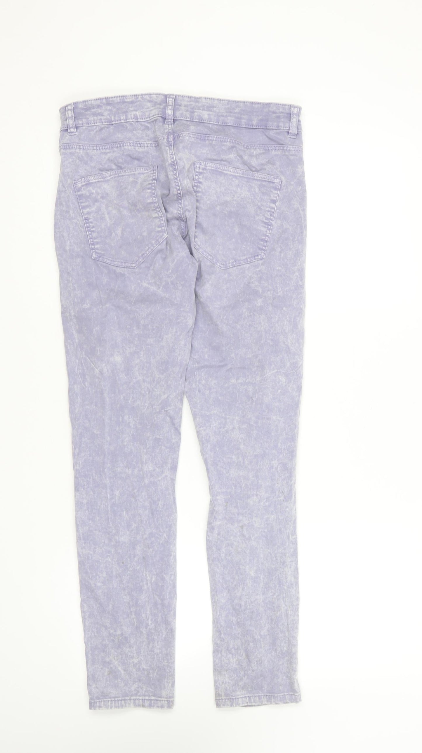 Preworn Womens Purple Cotton Skinny Jeans Size 12 L26 in Regular Zip
