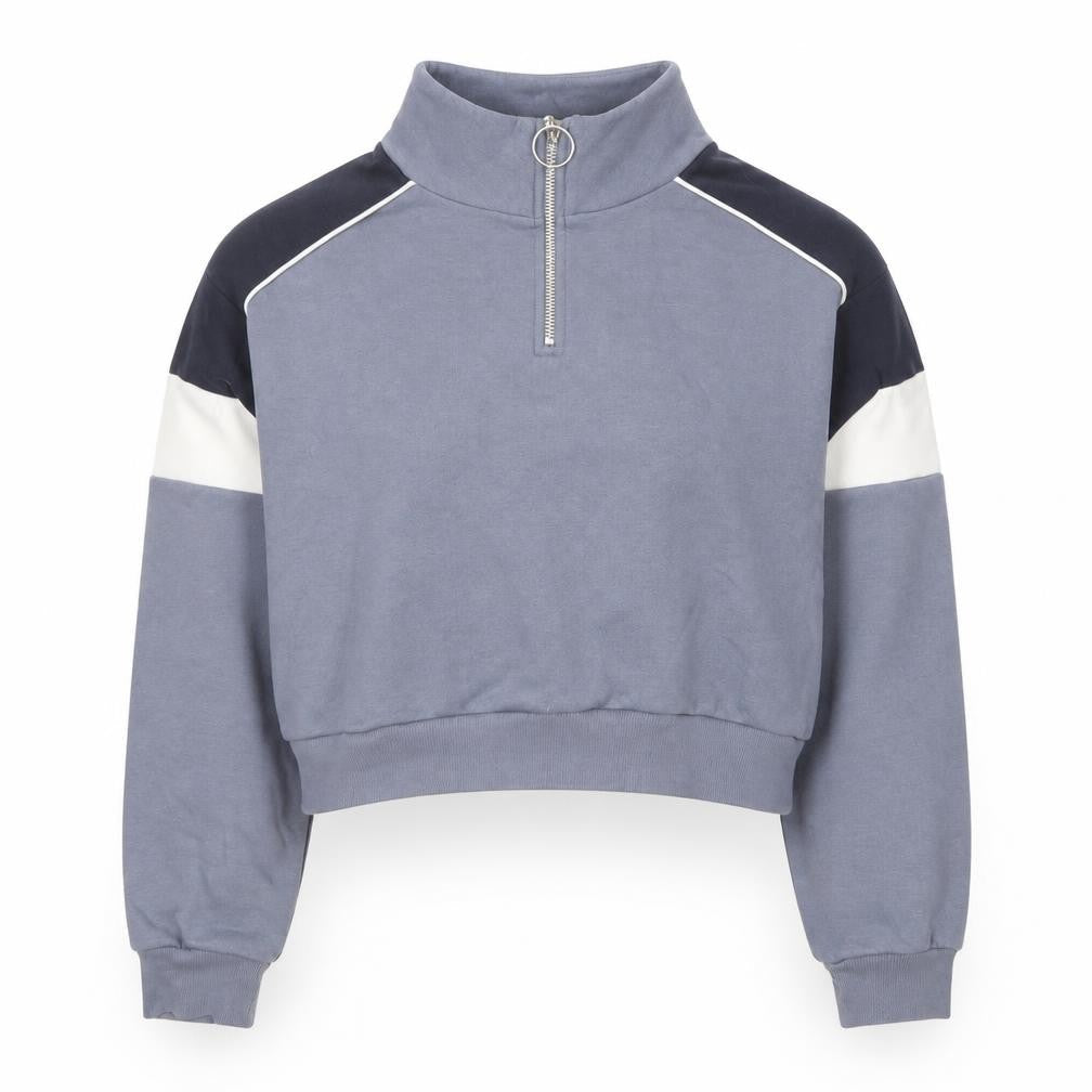 H&M Womens Blue Cotton Pullover Sweatshirt Size S Zip