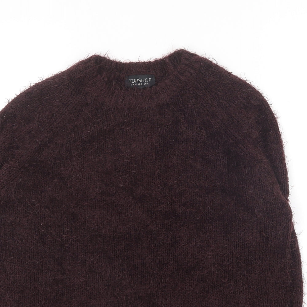 Topshop Womens Purple Round Neck Acrylic Pullover Jumper Size 8