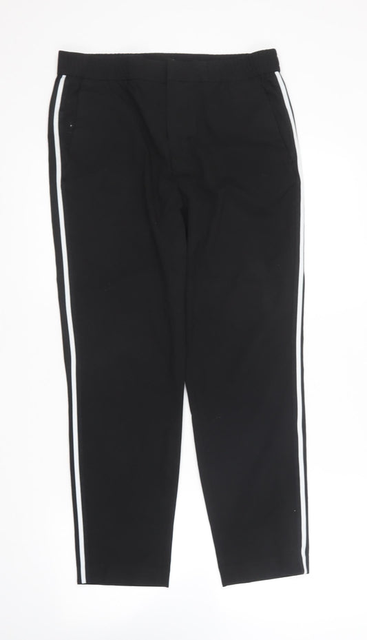 H&M Womens Black Polyester Trousers Size 32 in L27 in Regular