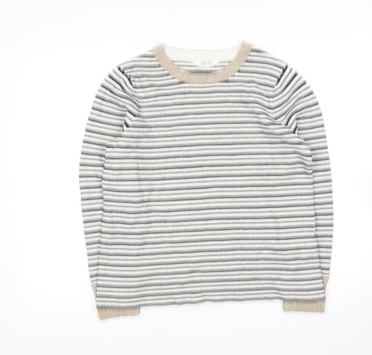 Debenhams Womens Black Round Neck Striped Viscose Pullover Jumper Size 12