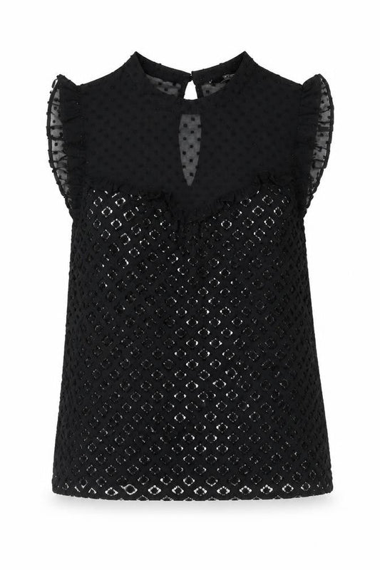 F&F Womens Black Polyester Jersey Blouse Size 10 Crew Neck
