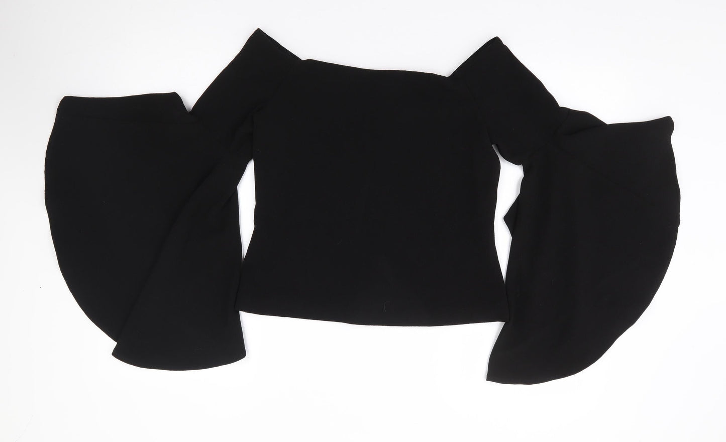 New Look Womens Black Polyester Jersey Blouse Size 10 Off the Shoulder