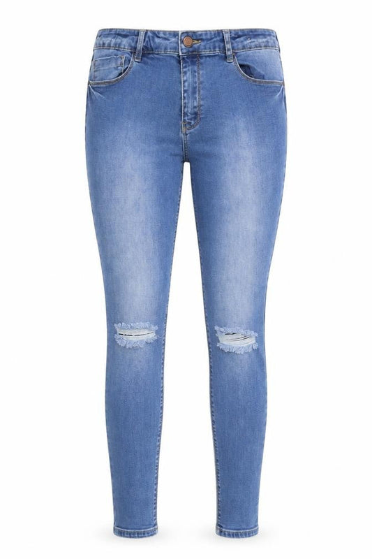 F&F Womens Blue Cotton Skinny Jeans Size 32 L31 in Regular Zip