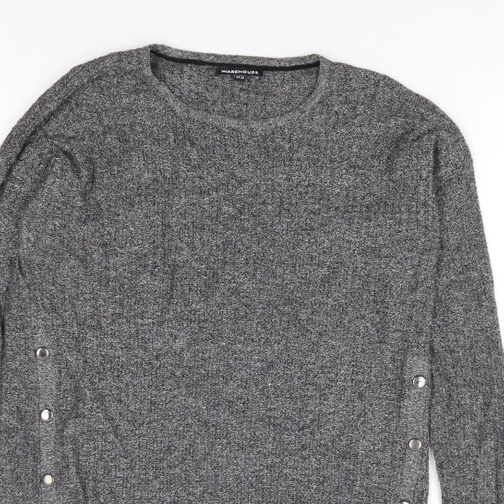 Warehouse Womens Green Round Neck Viscose Pullover Jumper Size 10