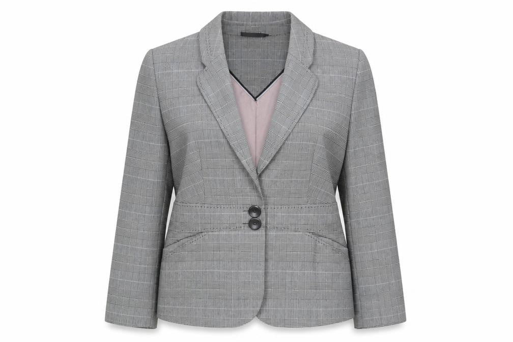 NEXT Womens Grey Check Polyester Jacket Suit Jacket Size 12