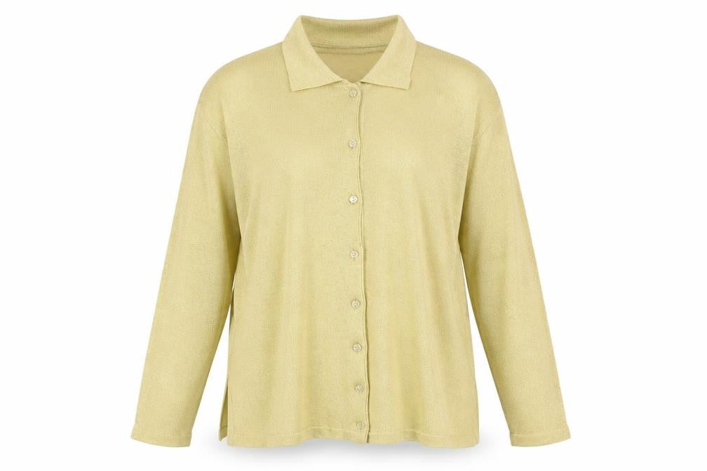 essence Womens Gold Collared Viscose Cardigan Jumper Size 16