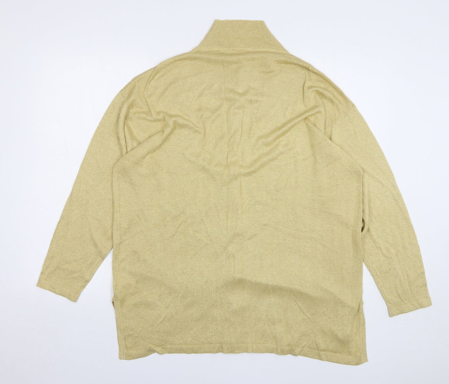 essence Womens Gold Collared Viscose Cardigan Jumper Size 16