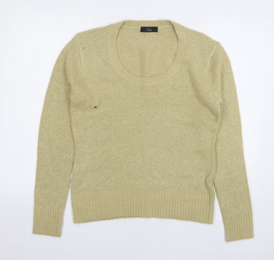 Anita Womens Beige Scoop Neck Acrylic Pullover Jumper Size L