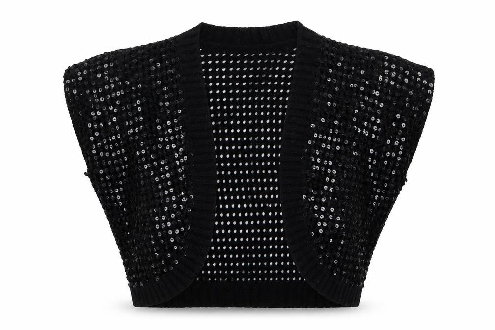 Classics Womens Black V-Neck Acrylic Shrug Jumper Size 16
