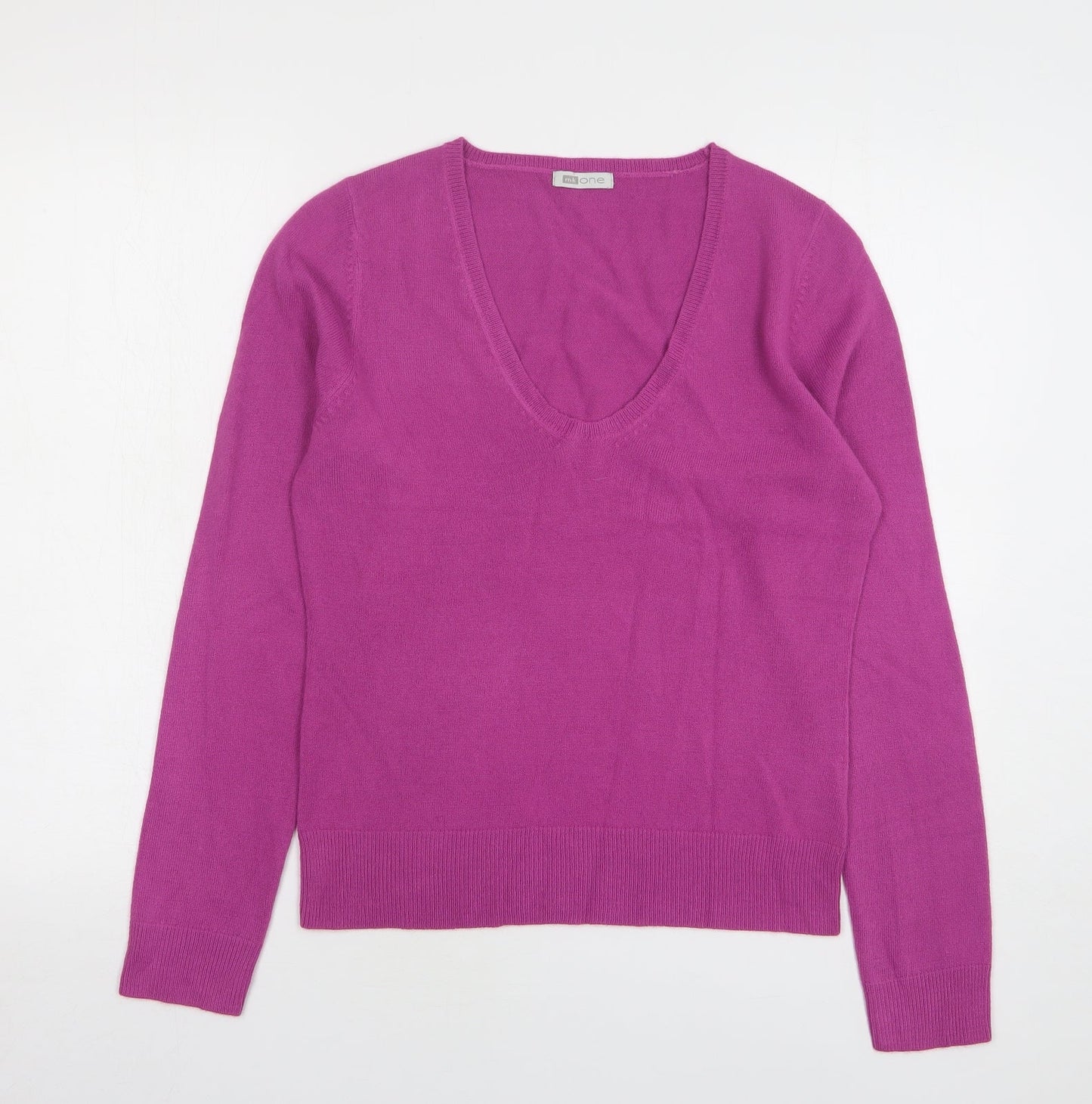 MK One Womens Purple Scoop Neck Acrylic Pullover Jumper Size L