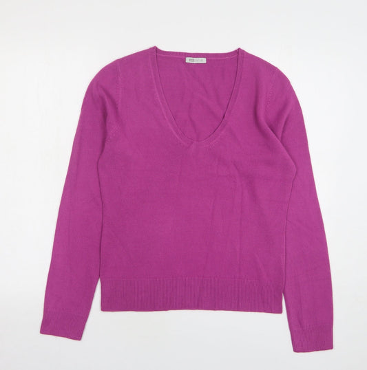 MK One Womens Purple Scoop Neck Acrylic Pullover Jumper Size L