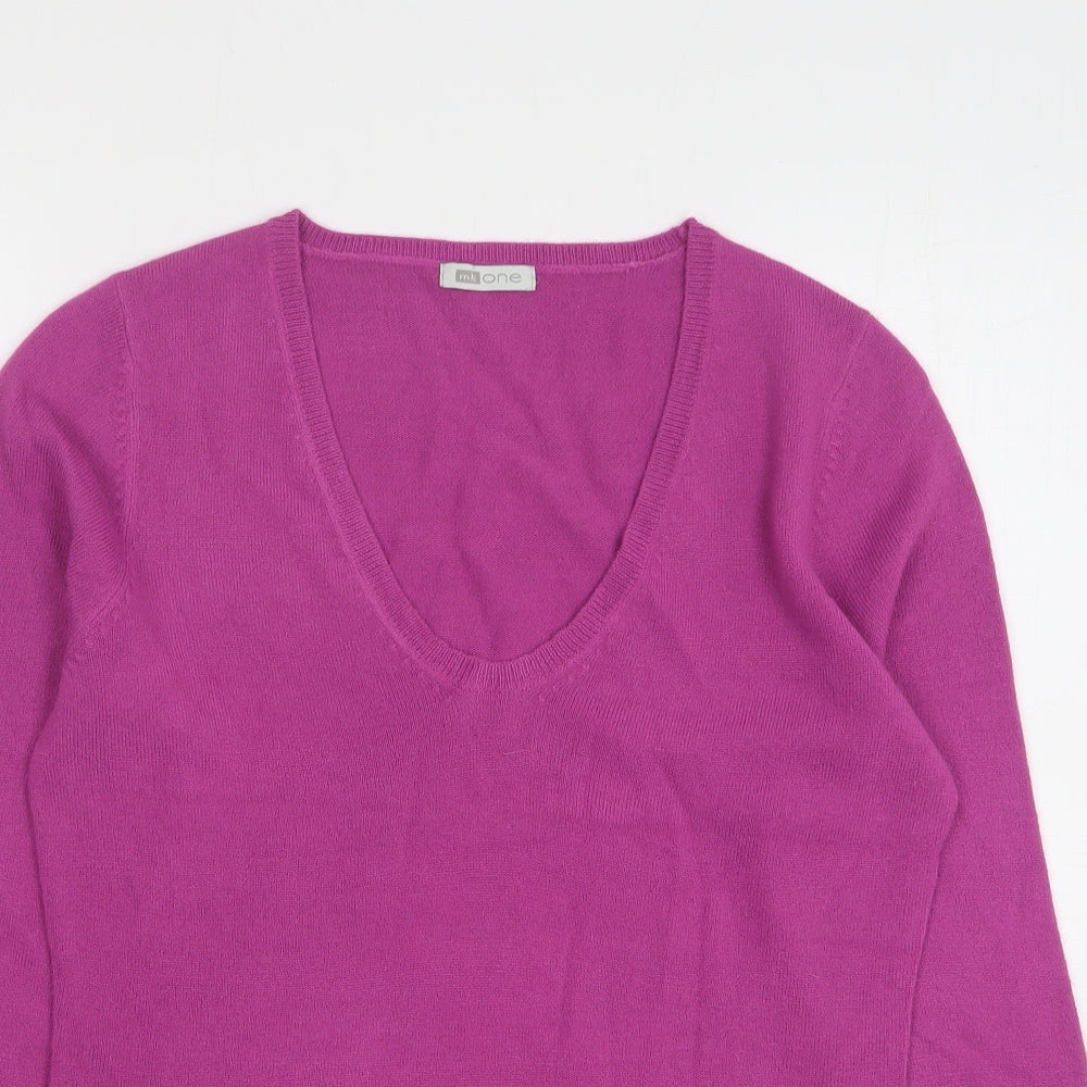 MK One Womens Purple Scoop Neck Acrylic Pullover Jumper Size L