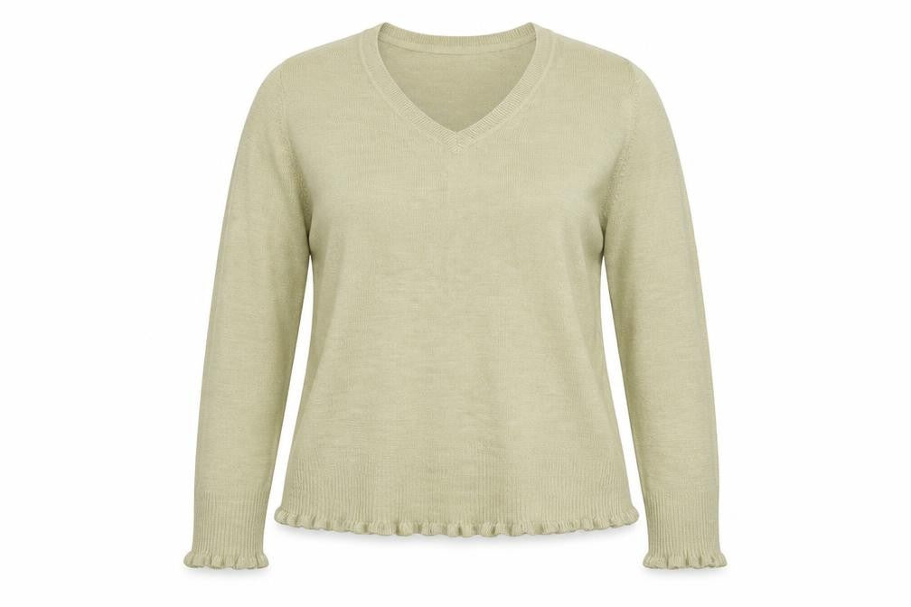 Debenhams Womens Beige V-Neck Acrylic Pullover Jumper Size 16