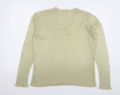 Debenhams Womens Beige V-Neck Acrylic Pullover Jumper Size 16