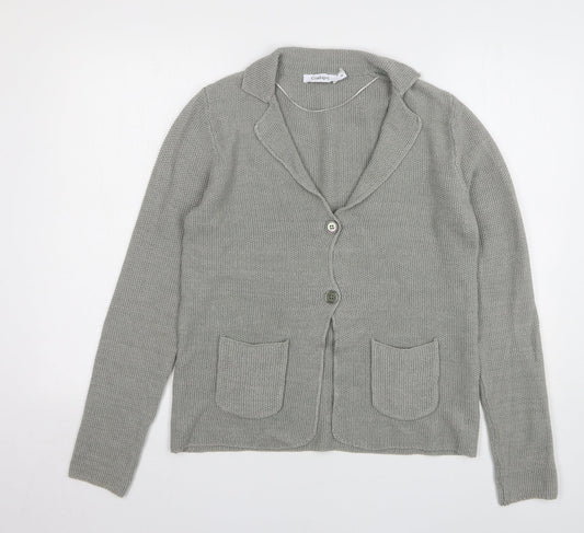 Conbipel Womens Grey Collared Cotton Cardigan Jumper Size M