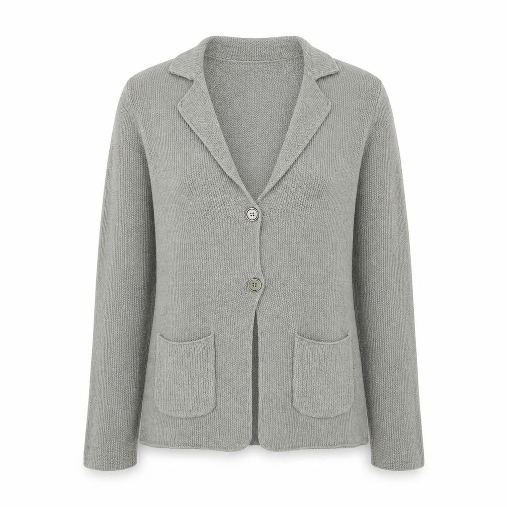 Conbipel Womens Grey Collared Cotton Cardigan Jumper Size M