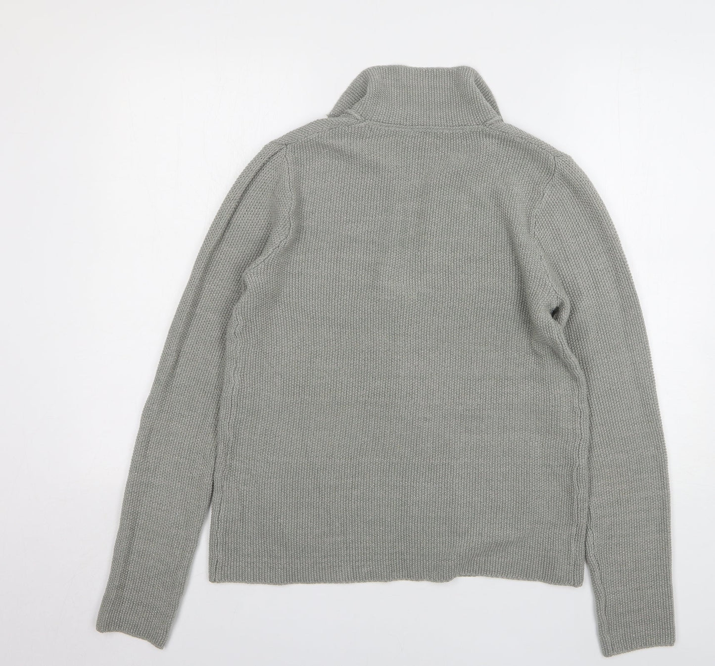 Conbipel Womens Grey Collared Cotton Cardigan Jumper Size M