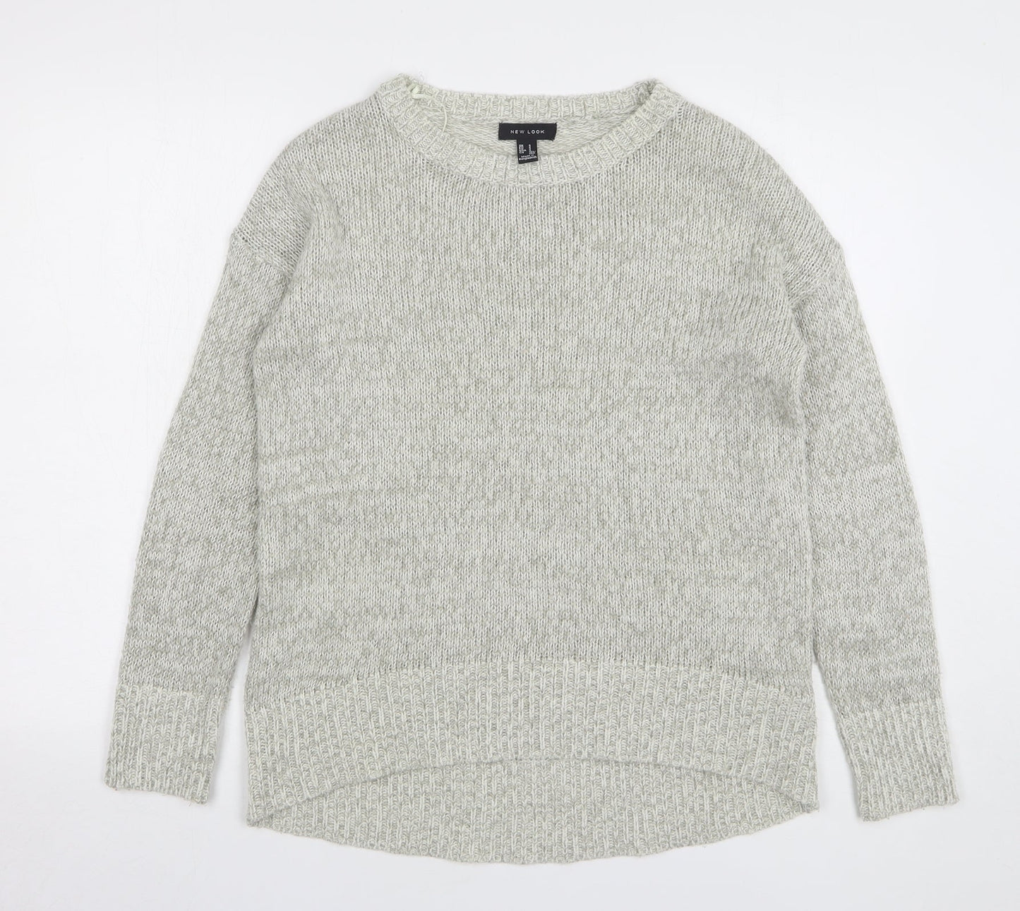 New Look Womens Grey Round Neck Acrylic Pullover Jumper Size S