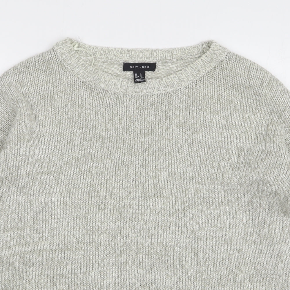 New Look Womens Grey Round Neck Acrylic Pullover Jumper Size S