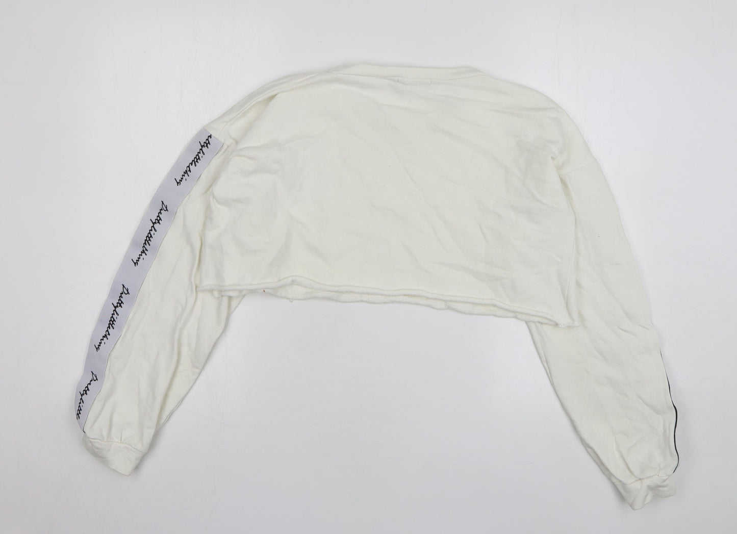 PRETTYLITTLETHING Womens White Cotton Pullover Sweatshirt Size 10