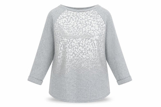 F&F Womens Grey Round Neck Animal Print Polyester Pullover Jumper Size 10